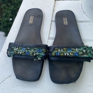 PRADA BEADED SATIN SLIPPER SANDAL SIZE 41